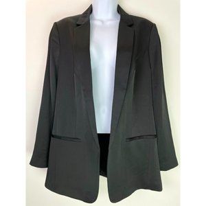 New Express $128 Black Satin Boyfriend Blazer Size L LARGE